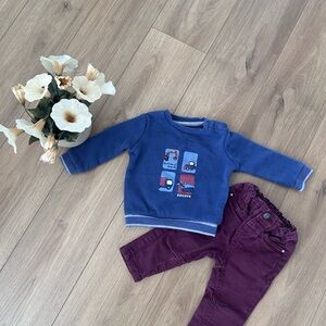 Blue Builder Sweatshirt and Purple Pants Set